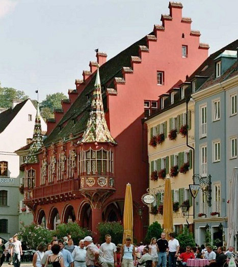 Muenster place with historical warehouse