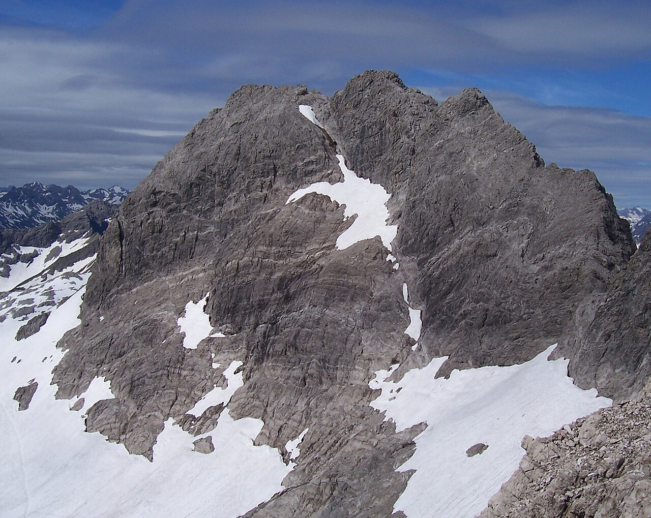 Hochfrottspitze viewed from the ascend to the Mädelegabel