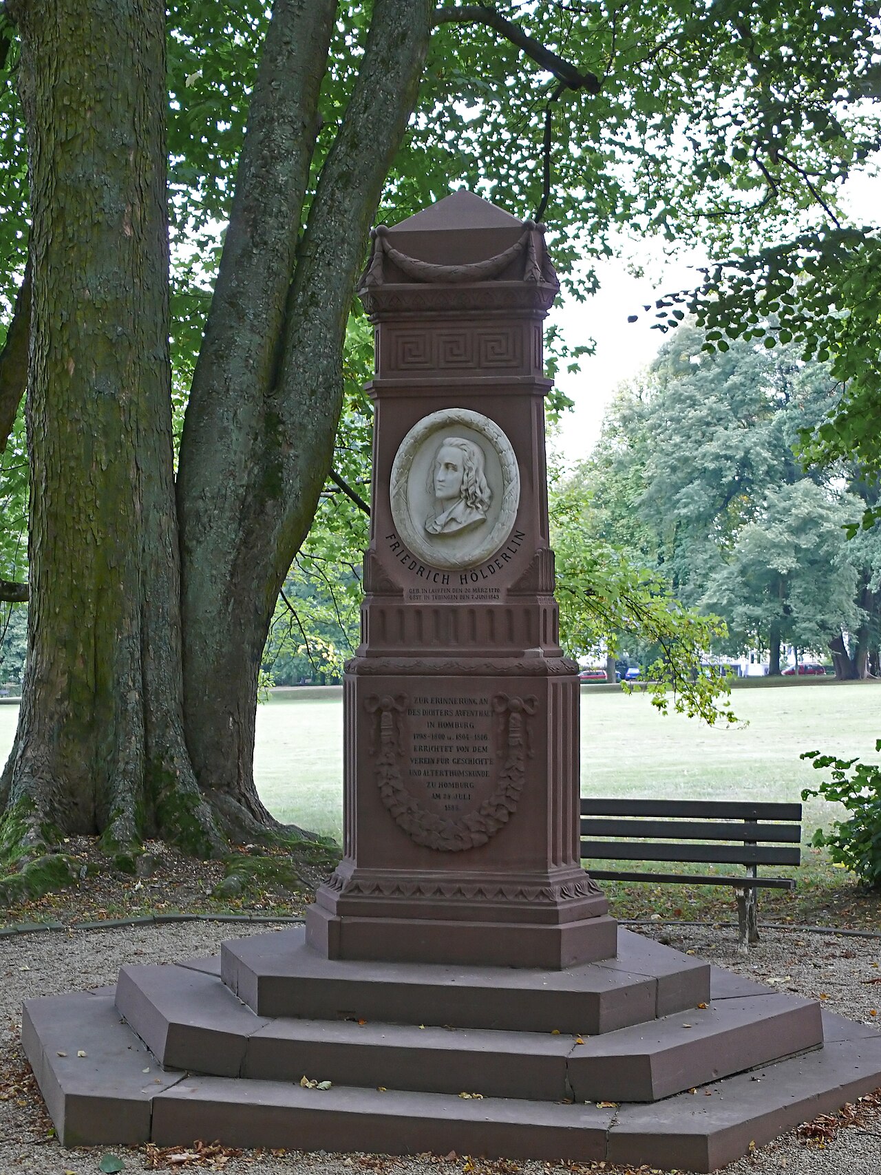 "Hoelderlin" memorial at "Kurpark" in Bad Homburg, Hesse, Germany
