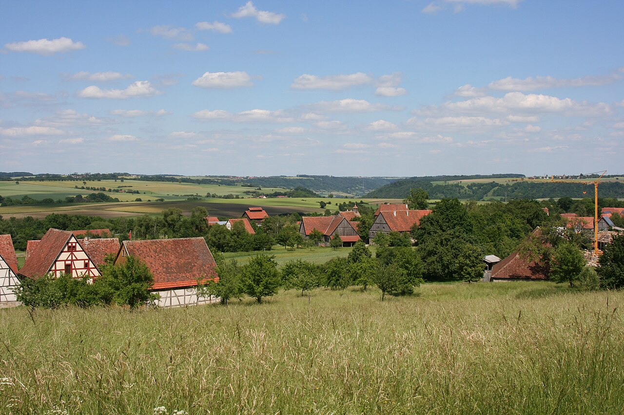 The Open Air Museum Wackershofen in Schwäbisch Hall-Wackershofen seen from above (South-West)