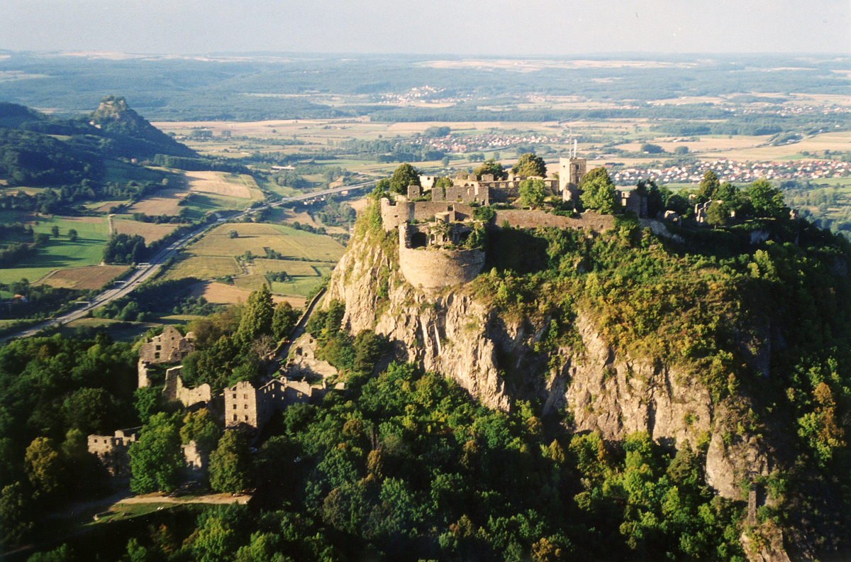 Fortress ruins of the Hohentwiel , taken from an airplane