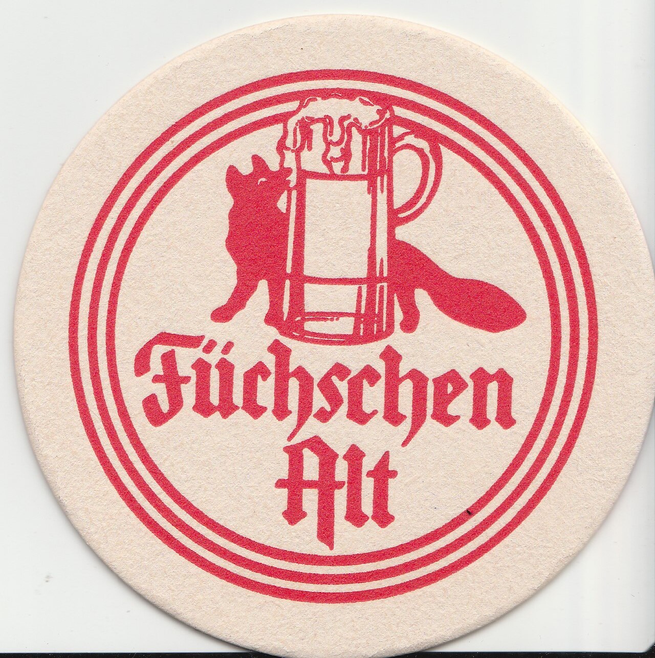 Ein Bierdeckel der Brauerei Im Füchschen, Füchschen Alt, von 2008