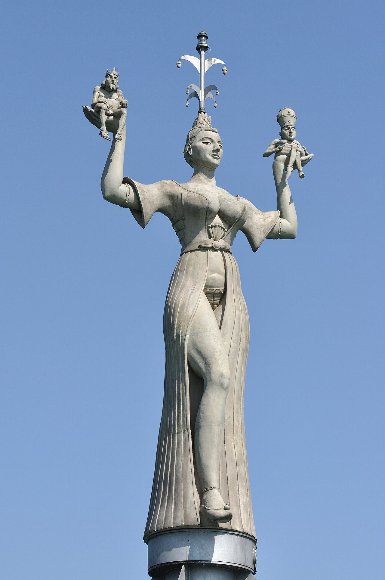 Rotating statue of Imperia in the harbour of Constance, created by the artist Peter Lenk , Baden Wurttemberg, Germany
