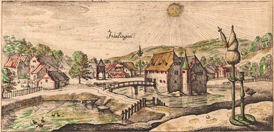 Moated castle of Inzlingen - 1625 (copper engraving