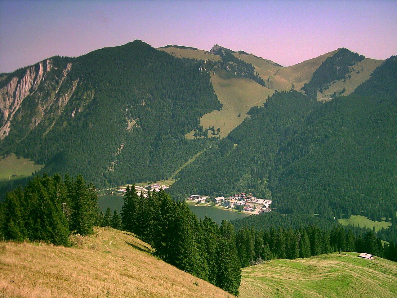 Spitzingsee in the Bavarian Alps seen from top of Rosskopf