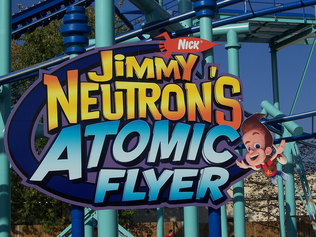 The entrance of the junior coaster Jimmy Neutron's Atomic Flyer at Movie Park Germany
