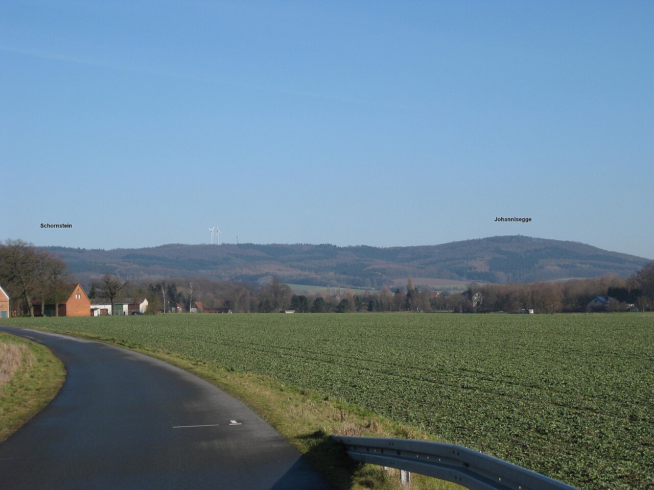 distant view of the nature reserve Johannisegge–Schornstein in Borgholzhausen