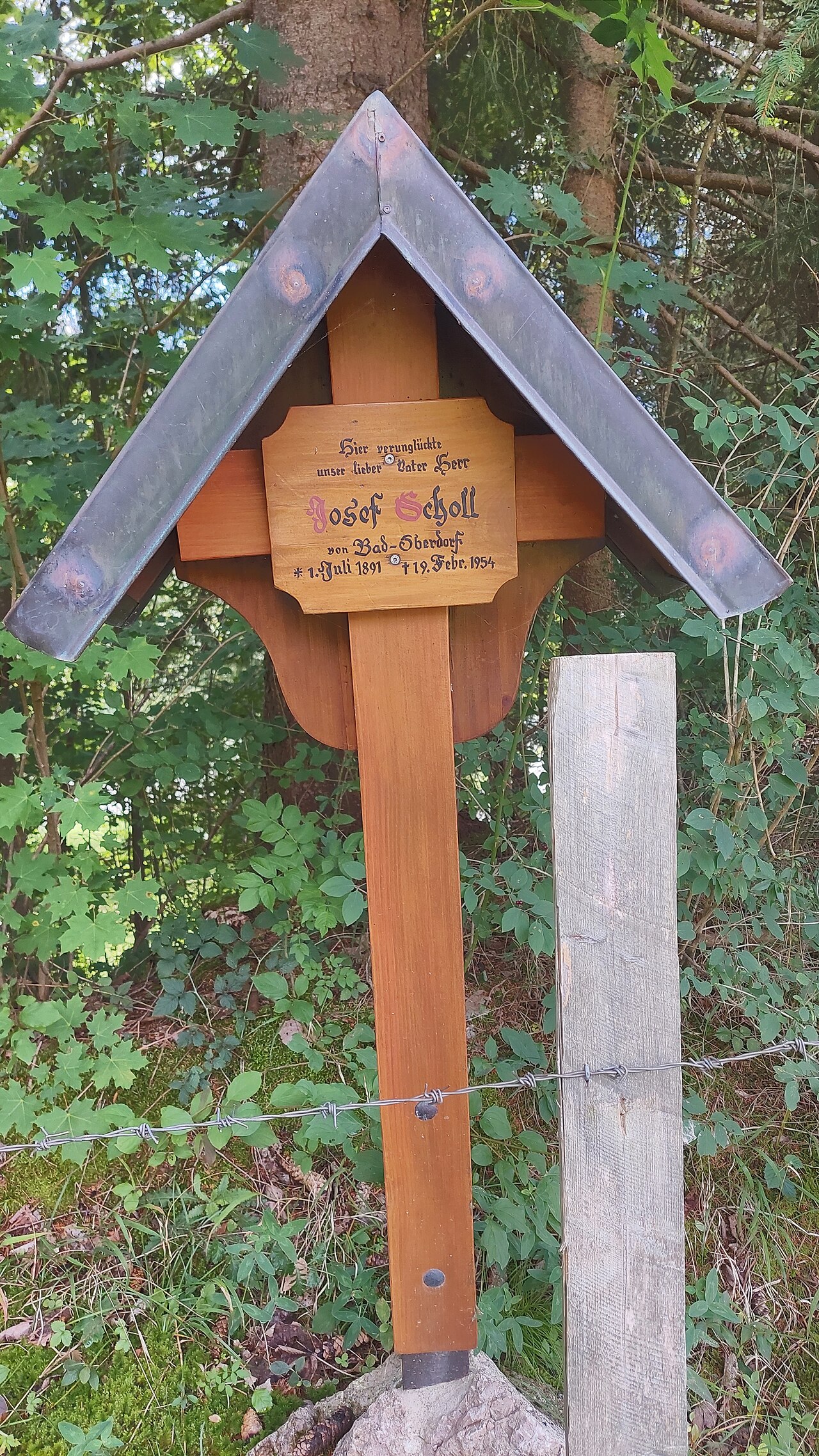 memorial cross for Josef Scholl near Jochstraße in the Allgäu Alps in Bavaria, Germany