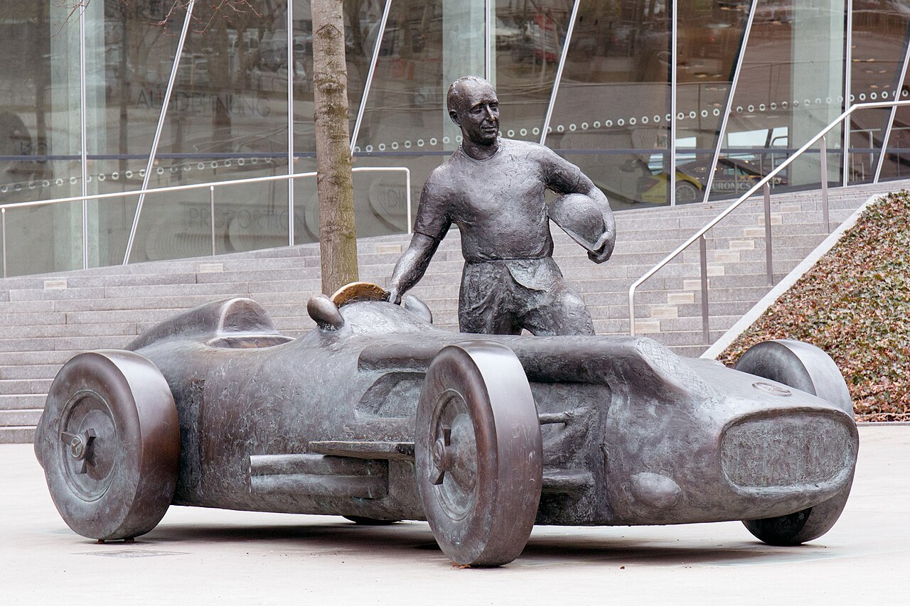 Statue of Juan Manuel Fangio at the Mercedes-Benz Museum