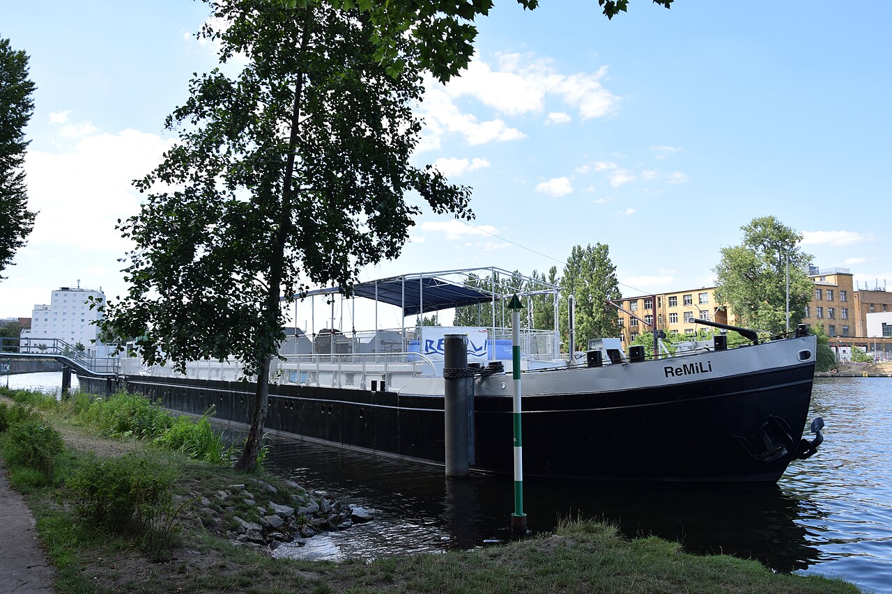 Jugendschiff Remili on the Spree Spree at the Hasselwerderpark in Berlin, Germany