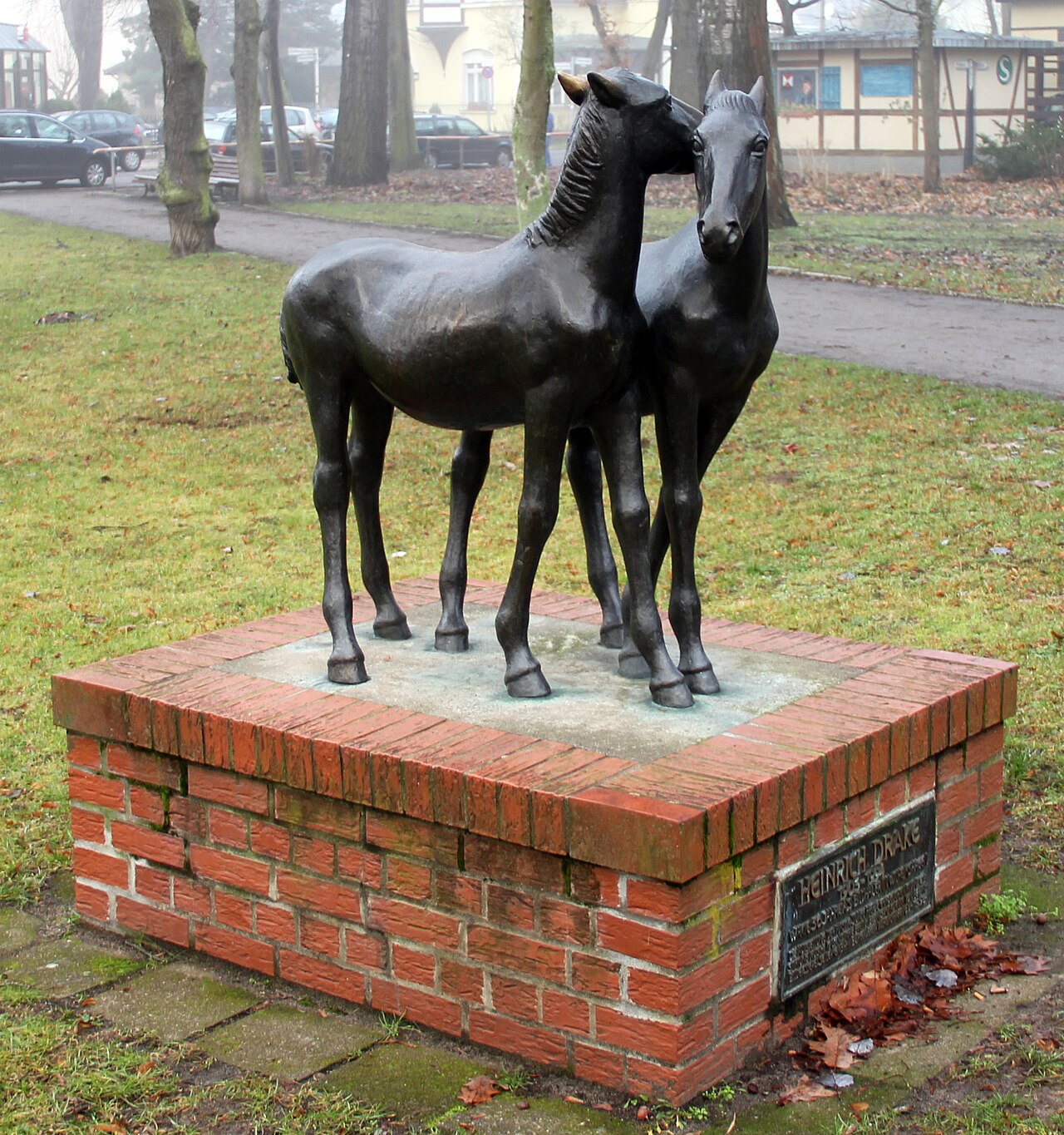Sculpture, "Junge Pferde" by Heinrich Drake , 1956 Schönblicker Straße, Berlin-Rahnsdorf , Germany