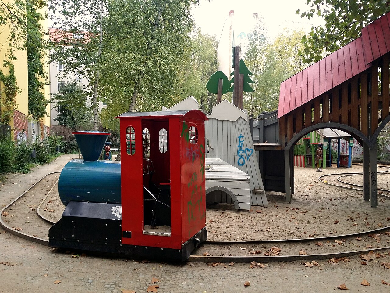 Playground Jim Button and Luke the Engine Driver at the Wielandstraße in Berlin-Charlottenburg, Germany