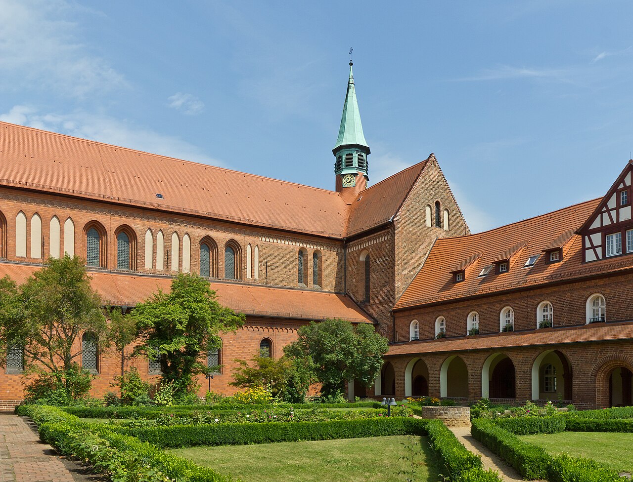 Cloister garden courtyard and St