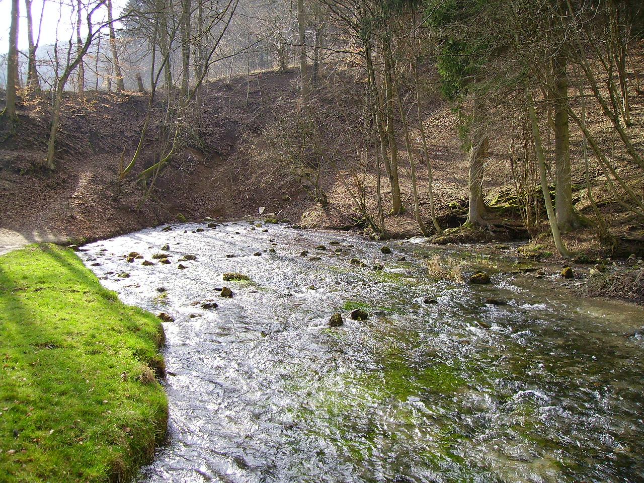 Karst spring Schwarzer Kocher , Schwäbische Alb , tributary of Neckar , Germany