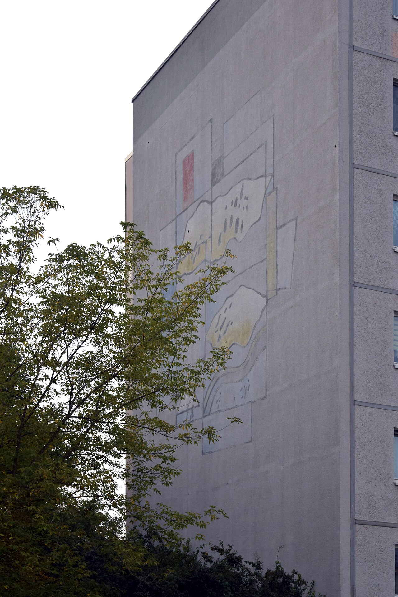 Mural Komposition mit Wolken by Lothar Gericke in the Rosenbecker Straße 7 in Berlin-Marzahn, Germany