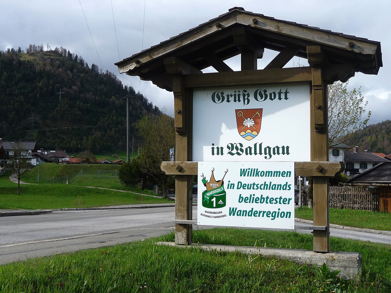 Wallgau, Germany, south entry with "Krepelschrofen" mountain in the background