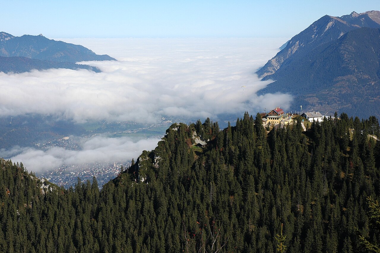 View of Kreuzeck summit with Kreuzeckhaus