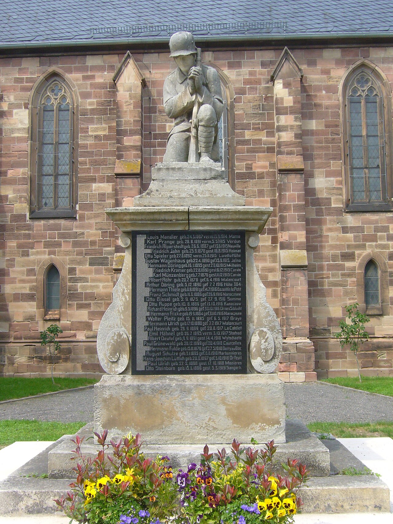 War memorial World War 1 in Gehofen, Kyffhäuser region, Germany