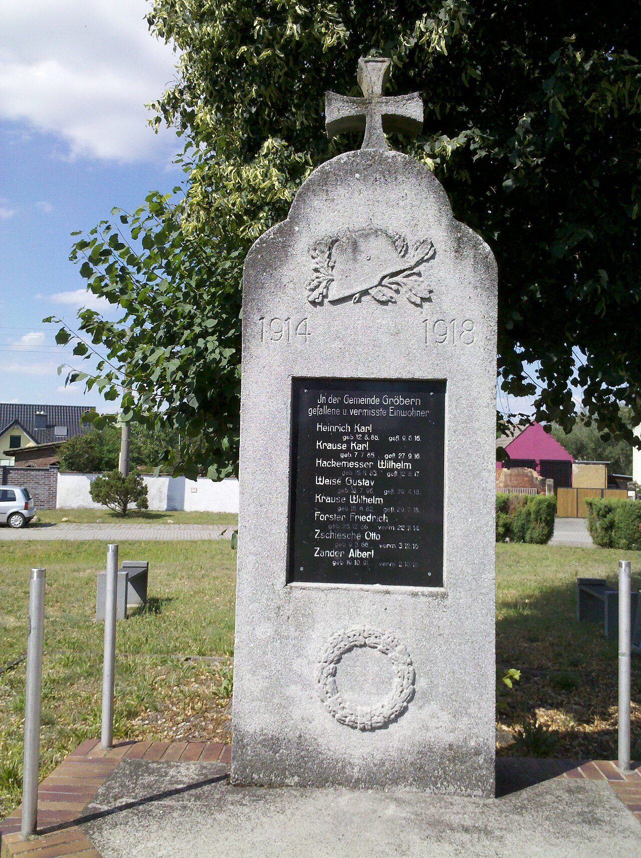 Gefallenendenkmal in Gröbern im Juli 2020