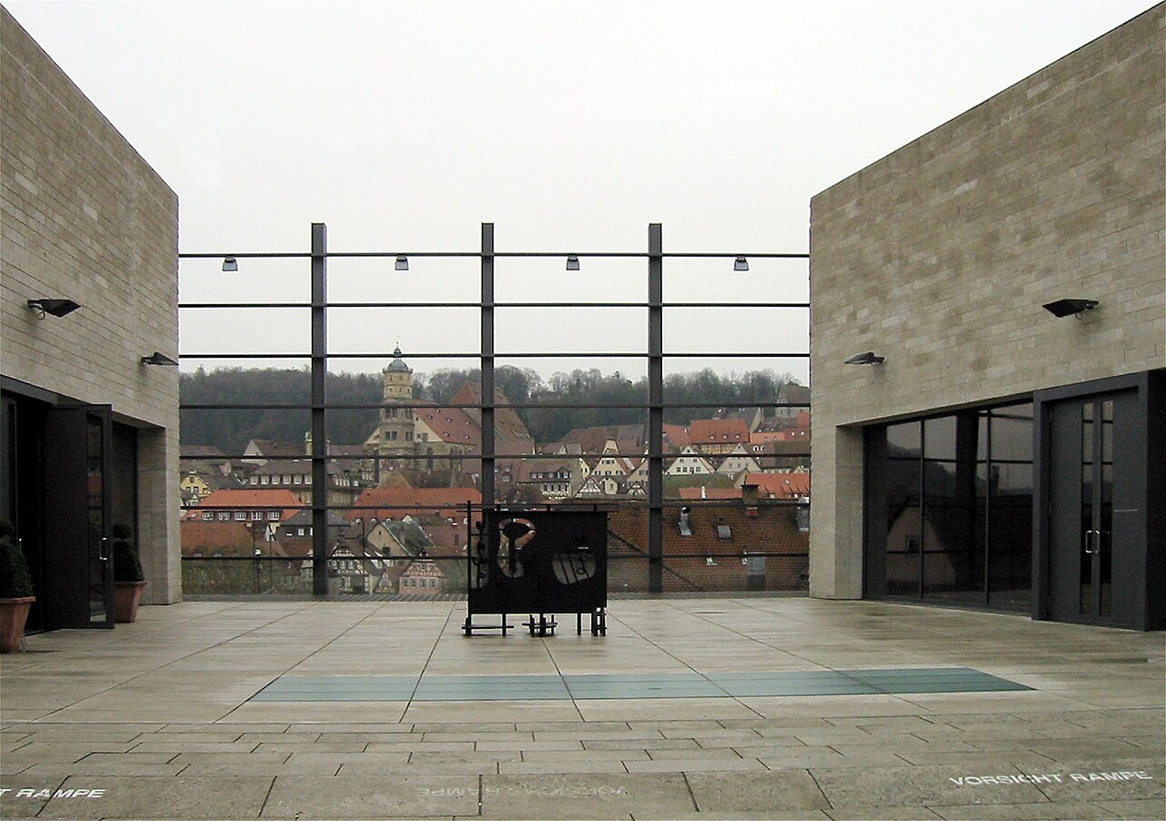 The city of Schwäbisch Hall seen from the museum Kunsthalle Wuerth
