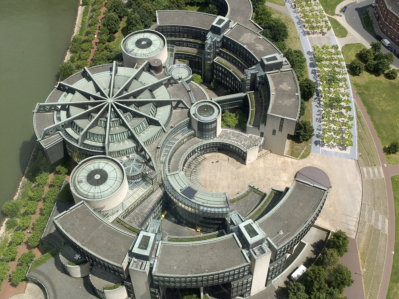 State parliament ( Landtag ) of North Rhine-Westphalia, Dusseldorf - view from TV tower Rheinturm