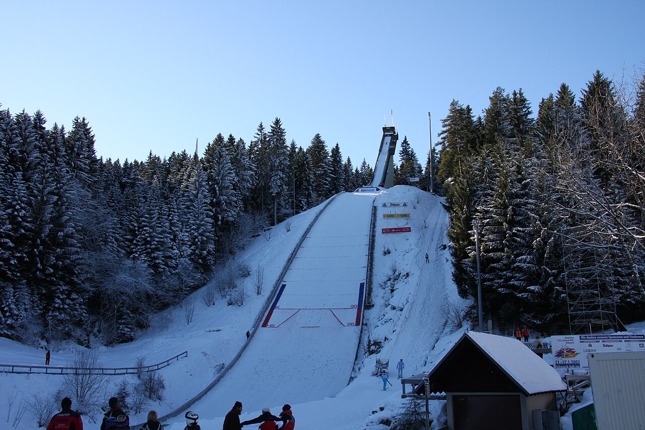 Ski jumping hill Langenwaldschanze in Schonach prepared for the Ladies Continentalcup 2009