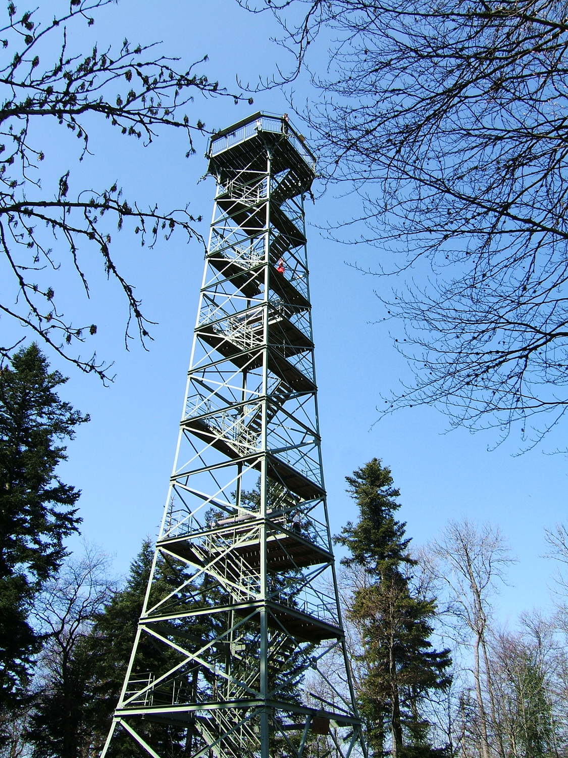 Lembergturm, a 33-m-high view tower on top of Lemberg (Swabian Alb) , Germany