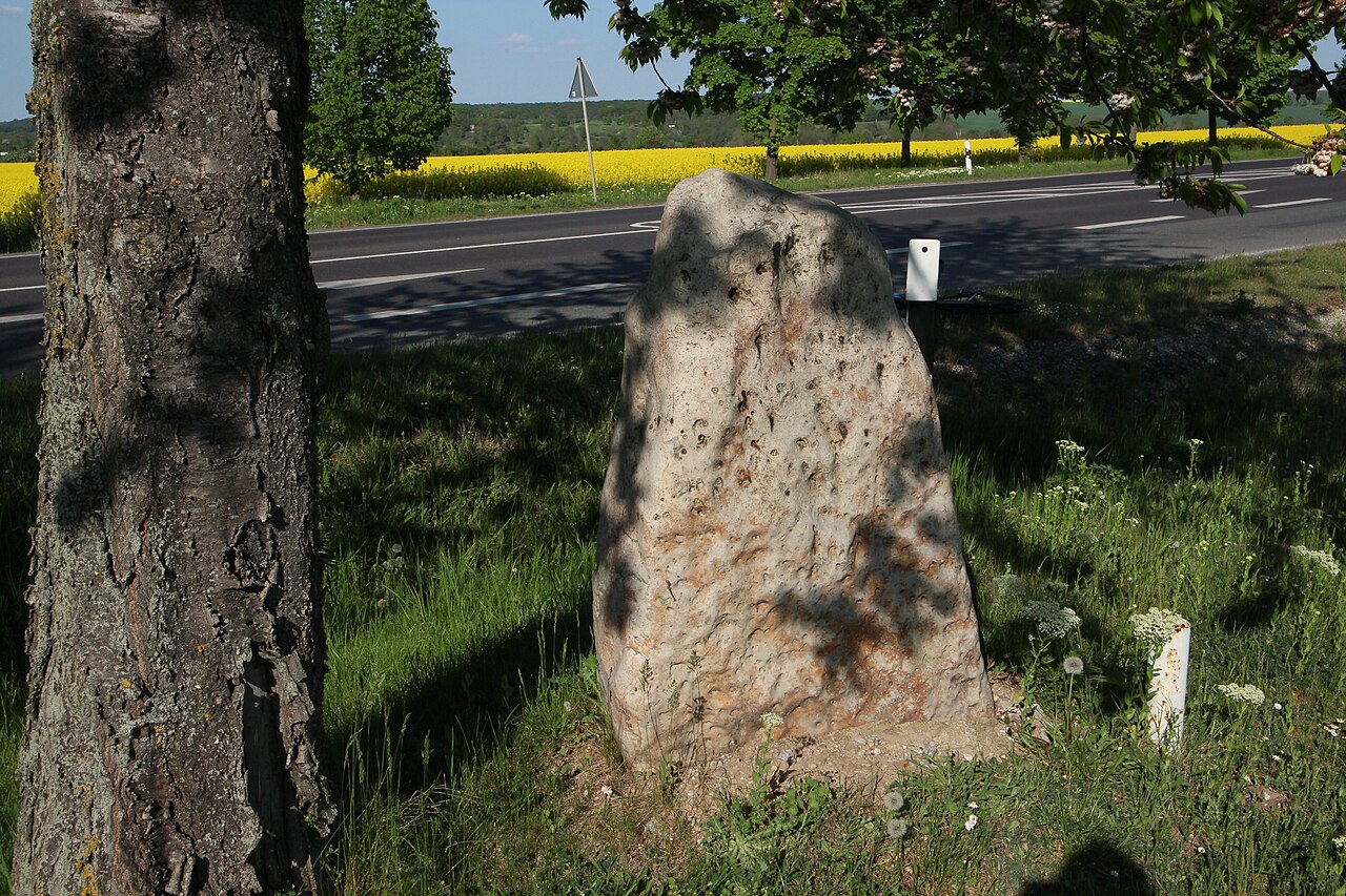 Der Menhir von Wethau im Gewerbegebiet am Hohen Stein