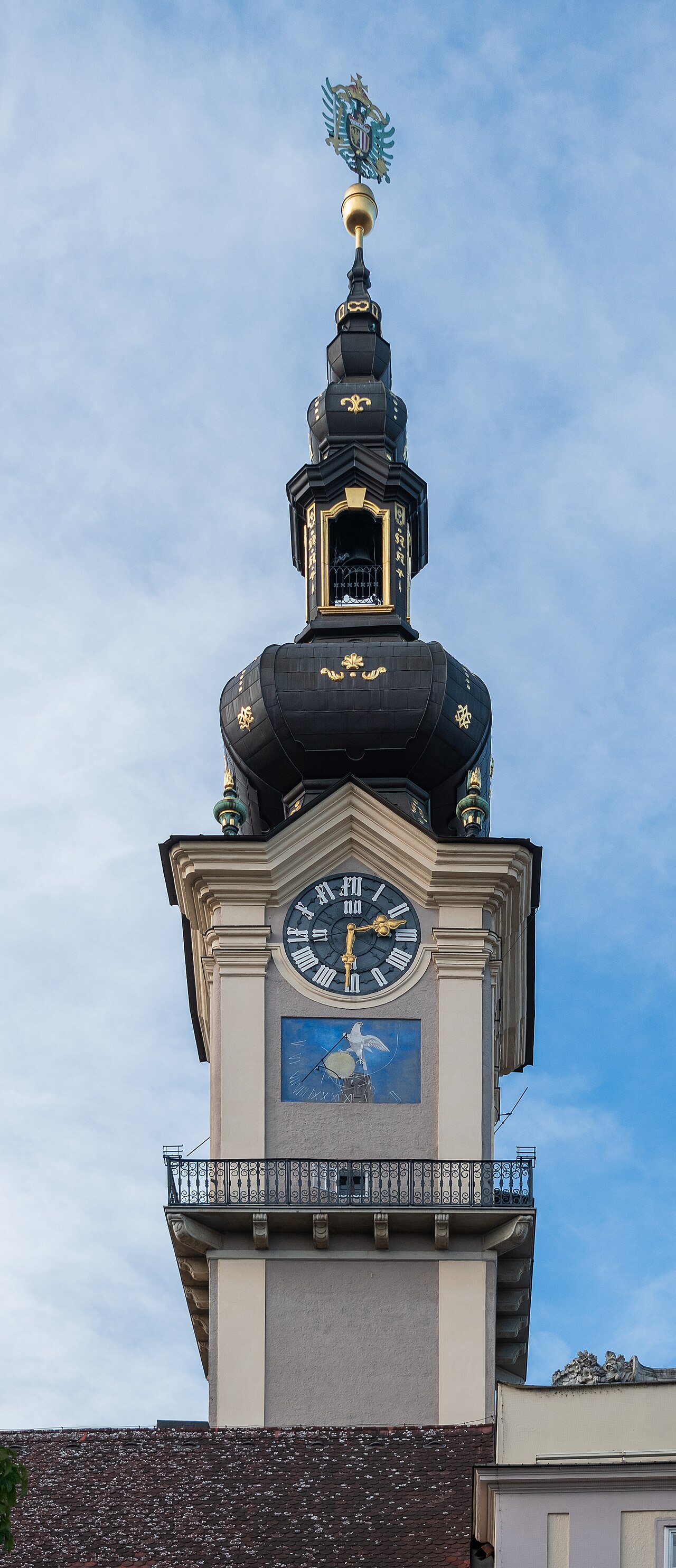 Bell tower of the Minoritenkirche in Linz , Upper Austria, Austria