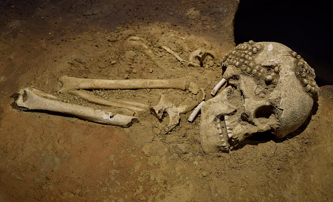 The "Dead woman of Niederpöring", exhibited at the "Museum Quintana" in Künzing, Bavaria, Germany
