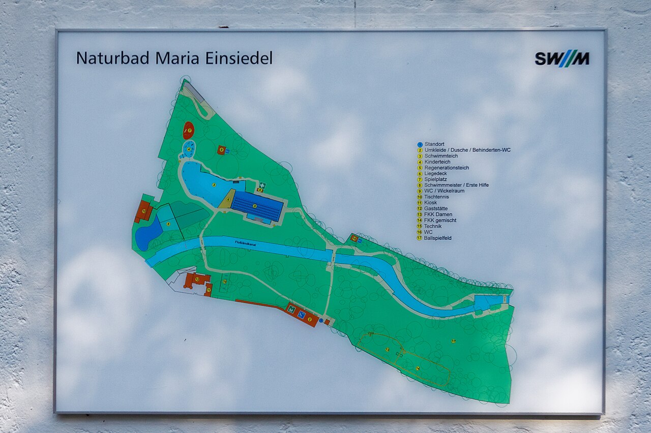 Geländeplan des Naturbads Maria Einsiedel