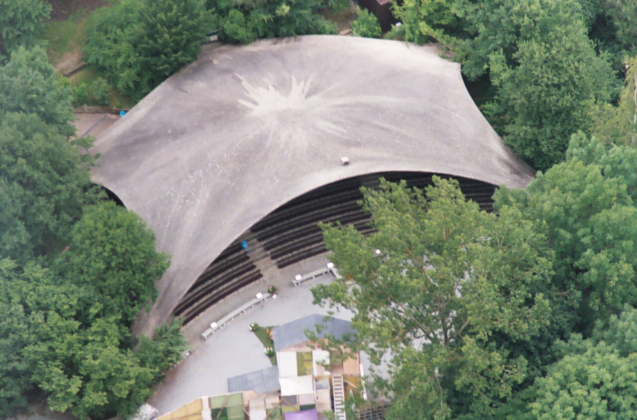 The Naturtheater Grötzingen, the building is the roof above the audience, the stage is in the front