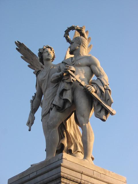 Palace bridge in Berlin, Nike crowns the hero (Nike bekränzt den Sieger) by Friedrich Drake 1853
