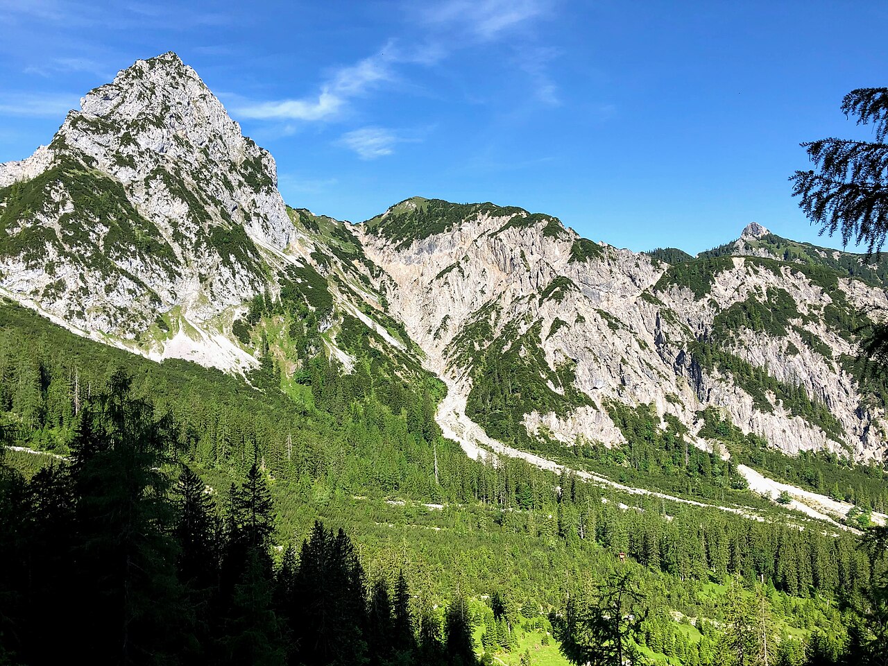 Steinkarspitze and Wechselkopf, Karwendel, Austria, from the East