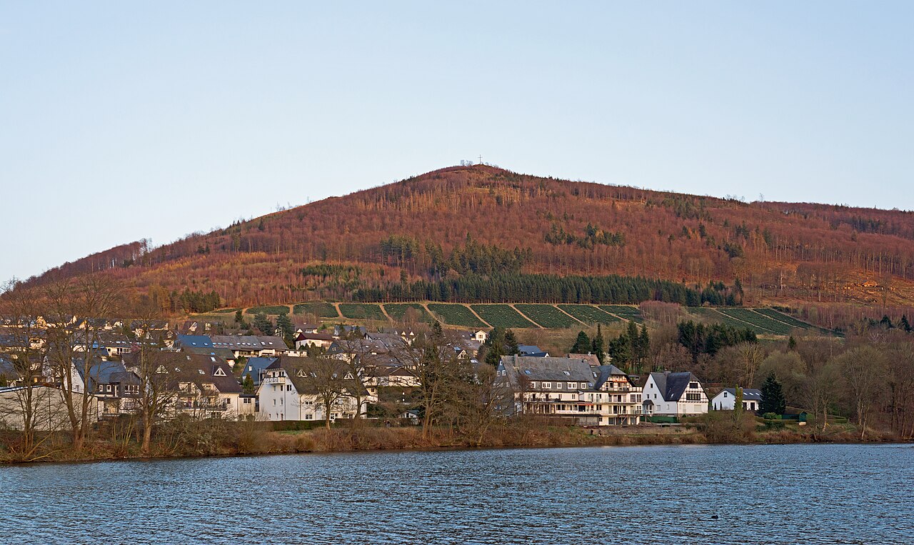 View of the Olsberg mountain and the Olsberg reservoir
