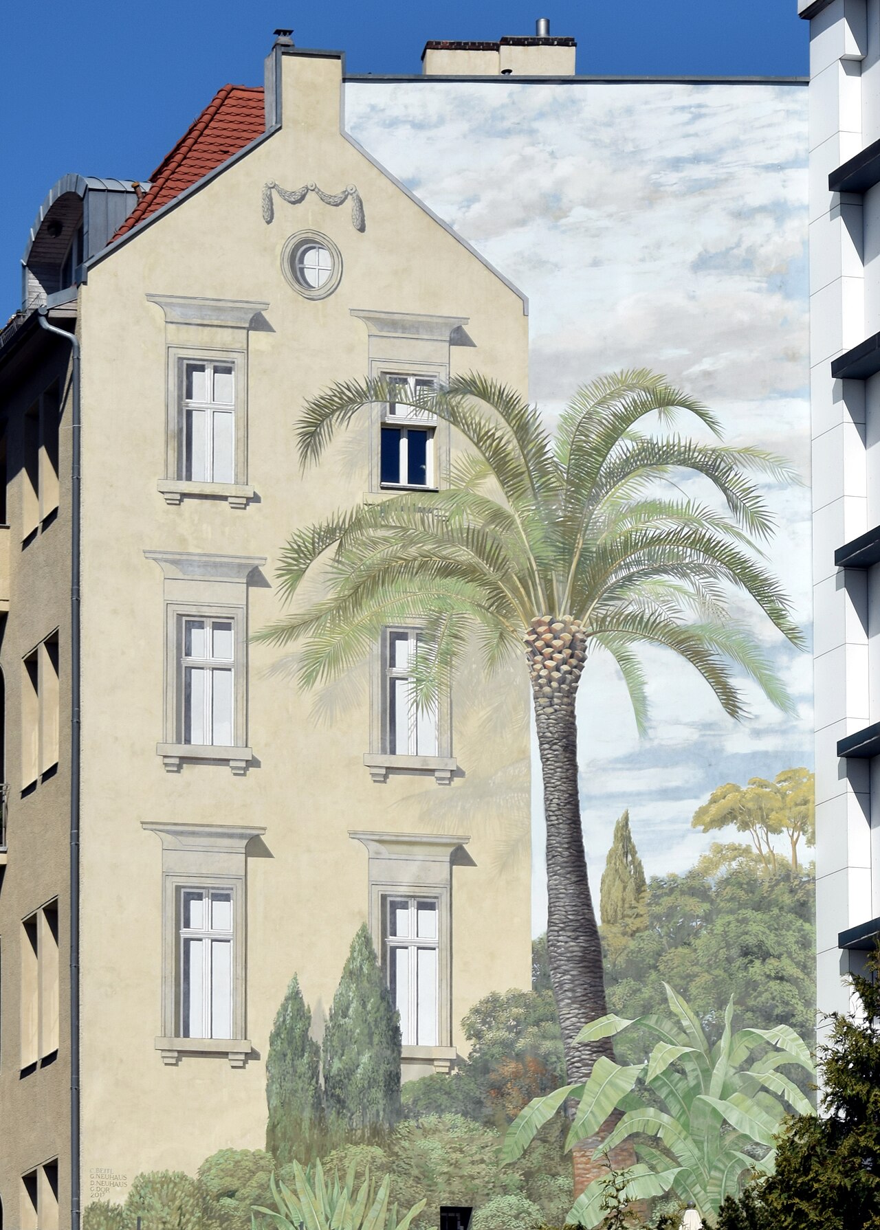 Mural by Gert Neuhaus at Lietzenseeufer 10 in Berlin-Charlottenburg, Germany