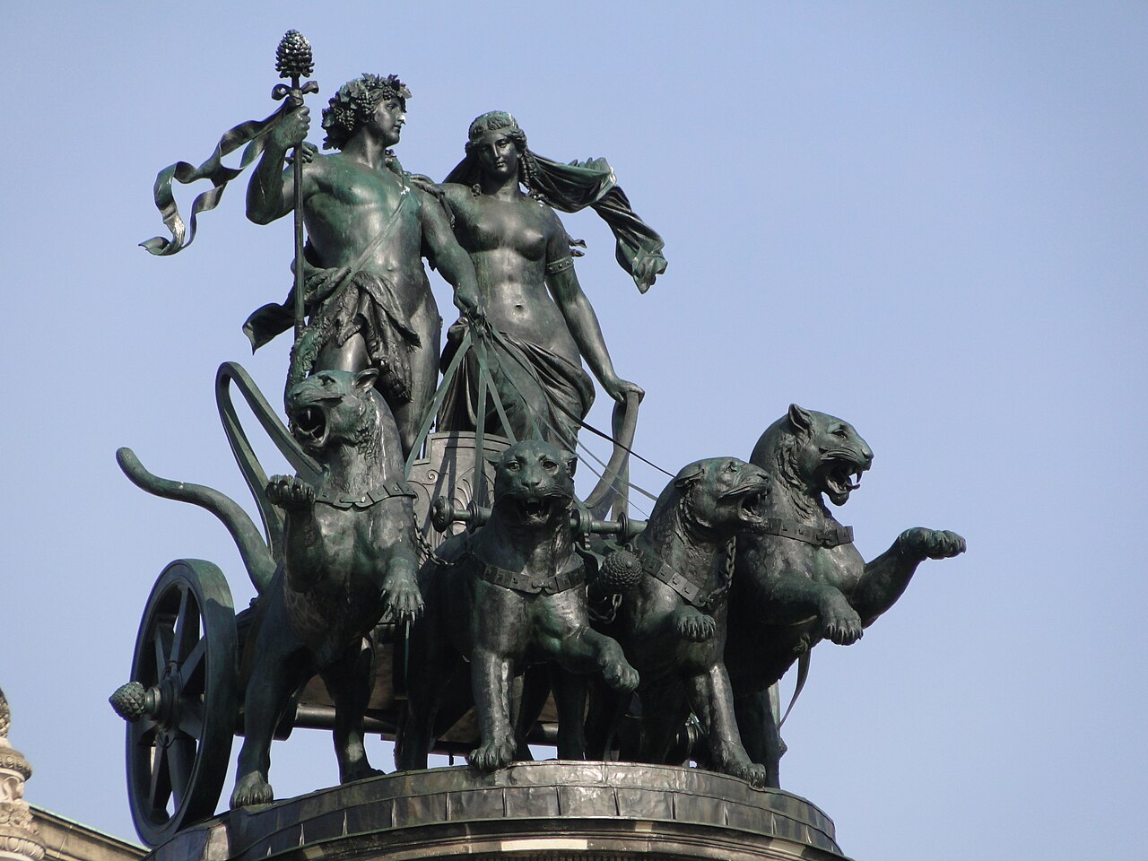 Kulturdenkmal Theaterplatz 2 Dresden Semperoper Pantherquadriga Dionysos Ariadne von Johannes Schilling