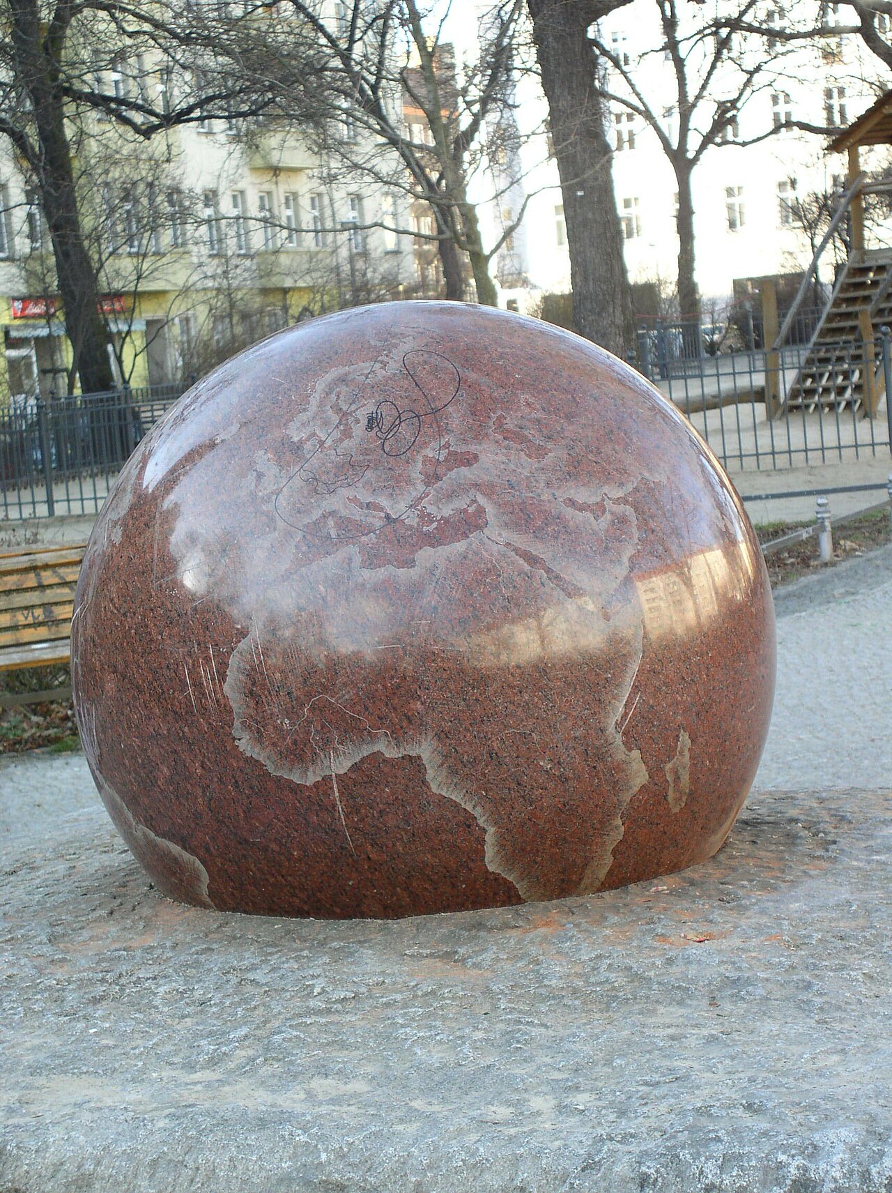 A gneiss globe on Petersburger Platz in Friedrichshain , Berlin