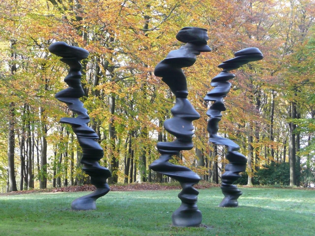 3 sculptures Untitled (2007 and 2008) by Tony Cragg in Skulpturenpark Waldfrieden in Wuppertal/Germany