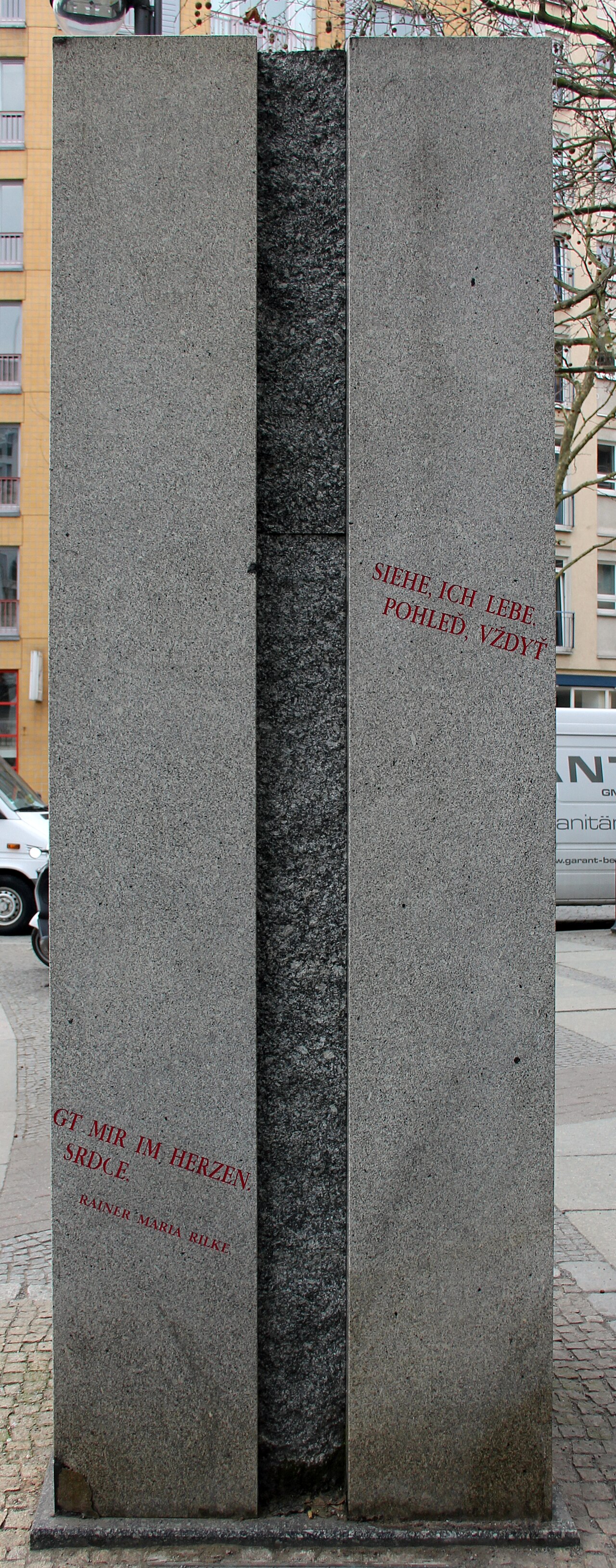 Steles, Rainer Maria Rilke by Miroslav Vochta , 2007, Prager Platz 3, Berlin-Wilmersdorf , Germany