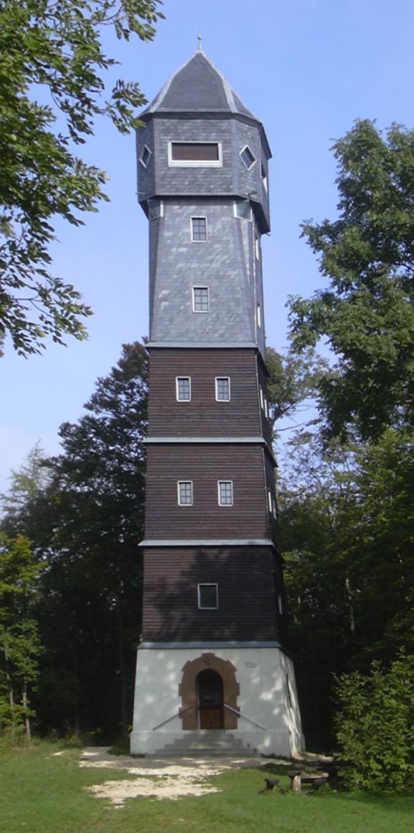View tower on the Römerstein hill on the Swabian Jura, Germany