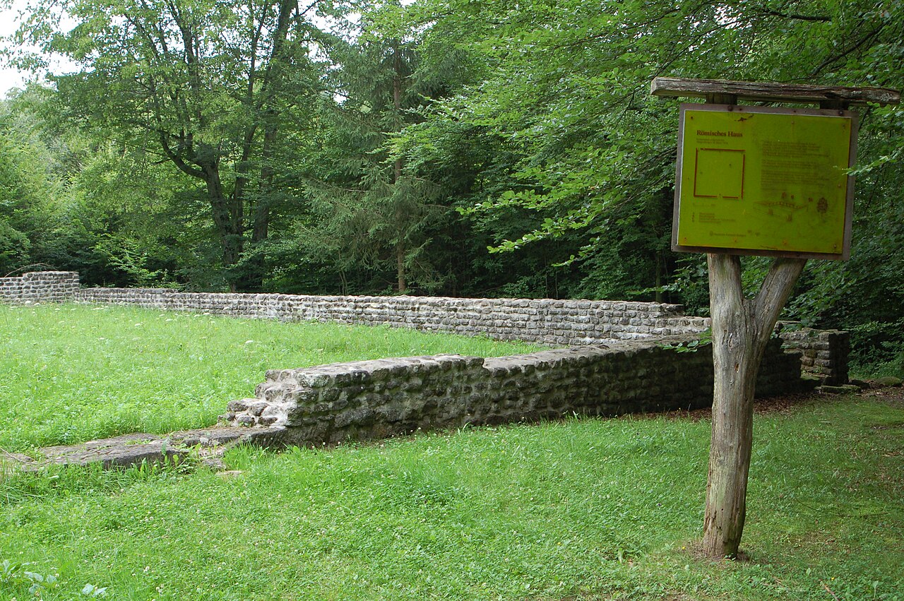 Ruins of the roman house in the Rotwildpark near Stuttgart