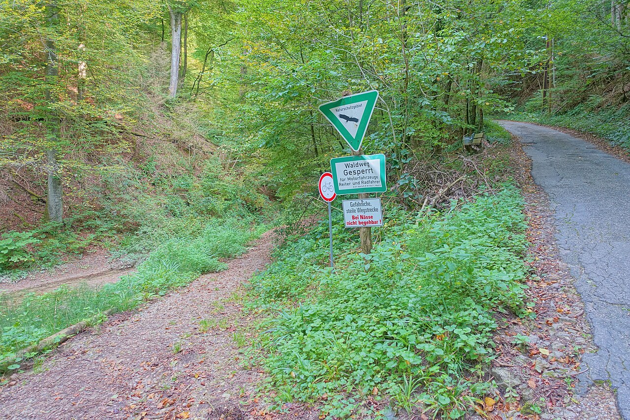Geologisch interessantes Tal (Rustelgraben) mit naturnahen Laubmischwäldern