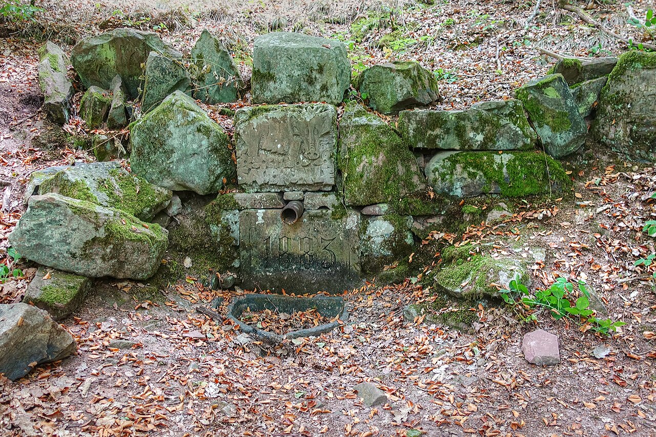 Saubrünnle, well in the forest of Buchen/Odenwald, Germany, dried up