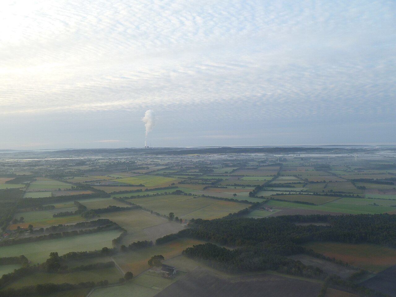 Die Ibbenbürener Bergplatte vom Ballon aus fotografiert