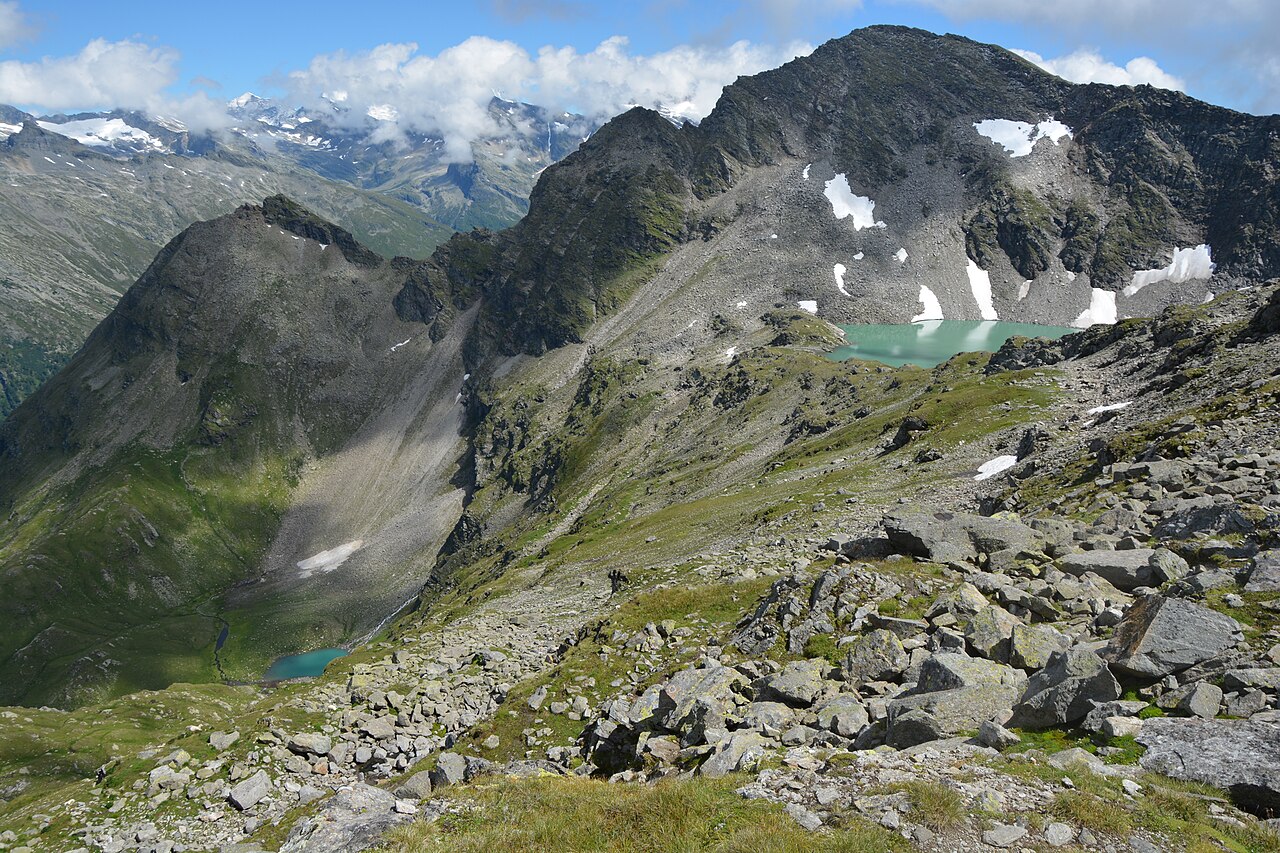 Spitzkogel, Törleskogel und Schildkogel mit Wildensee vom Wildenkogelweg (Venedigergruppe)