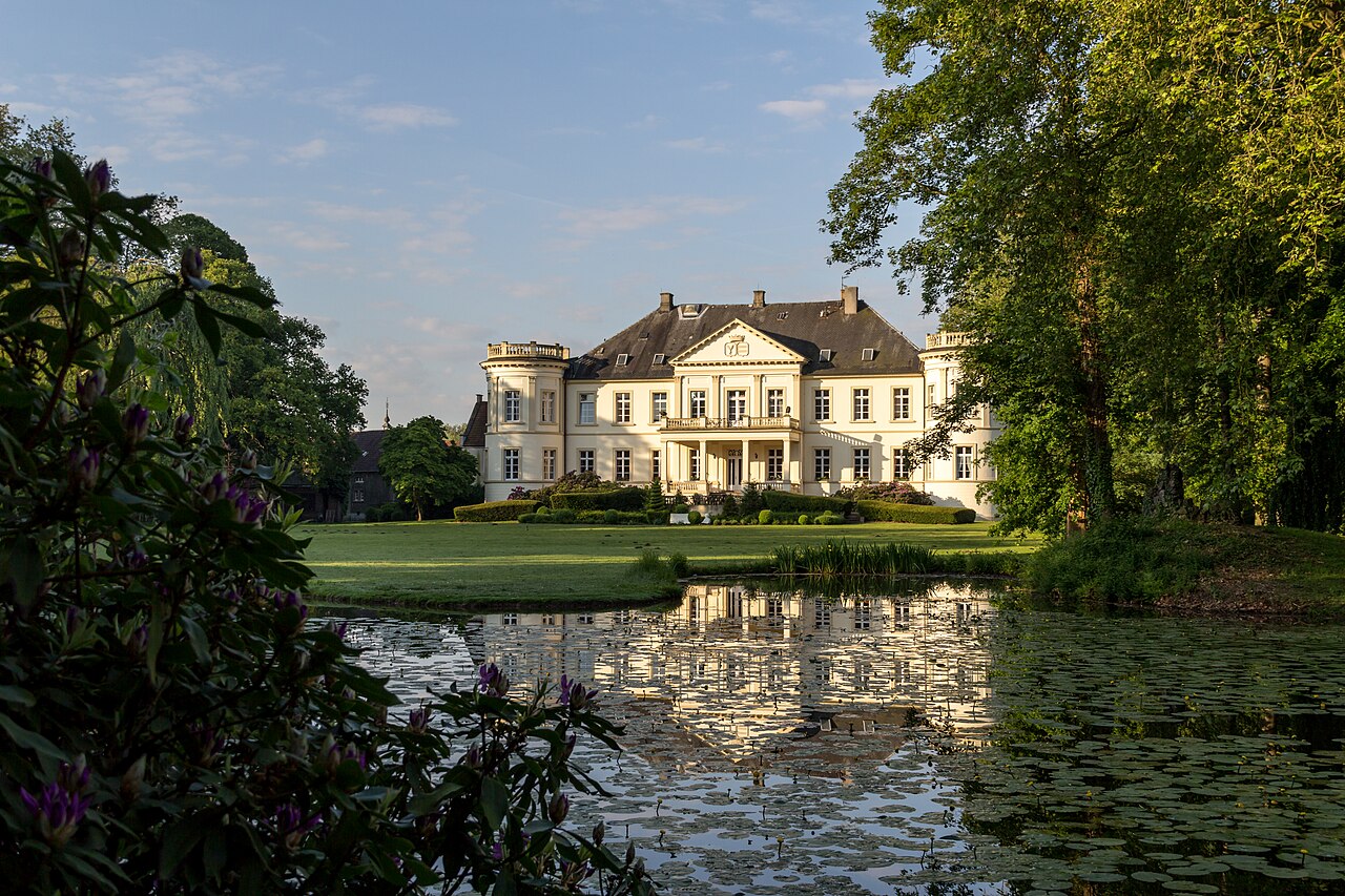 Buldern Castle in Buldern, Dülmen , North Rhine-Westphalia , Germany View from North East during sunrise