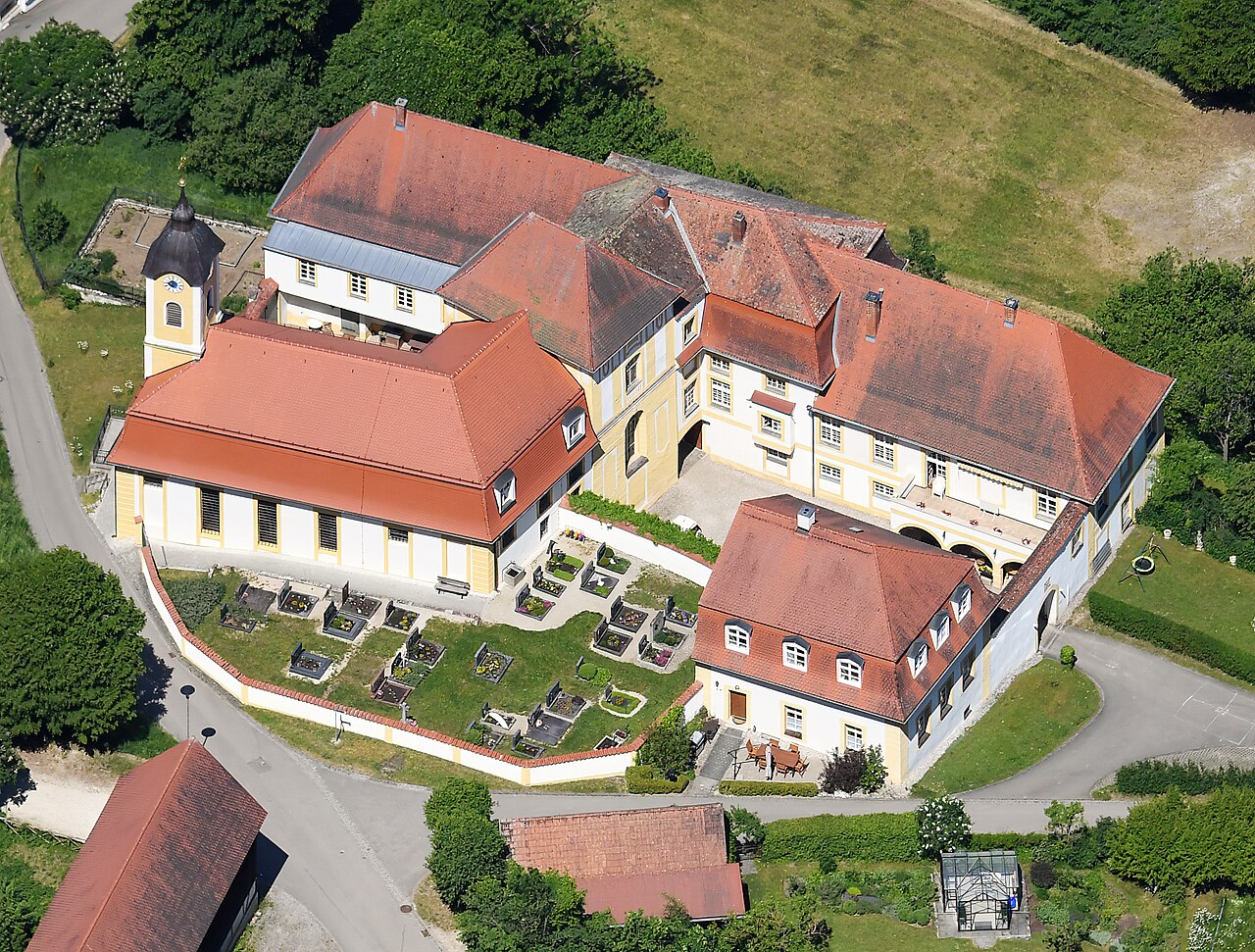 Aerial image of Schloss Ebermannsdorf (view from the southeast)