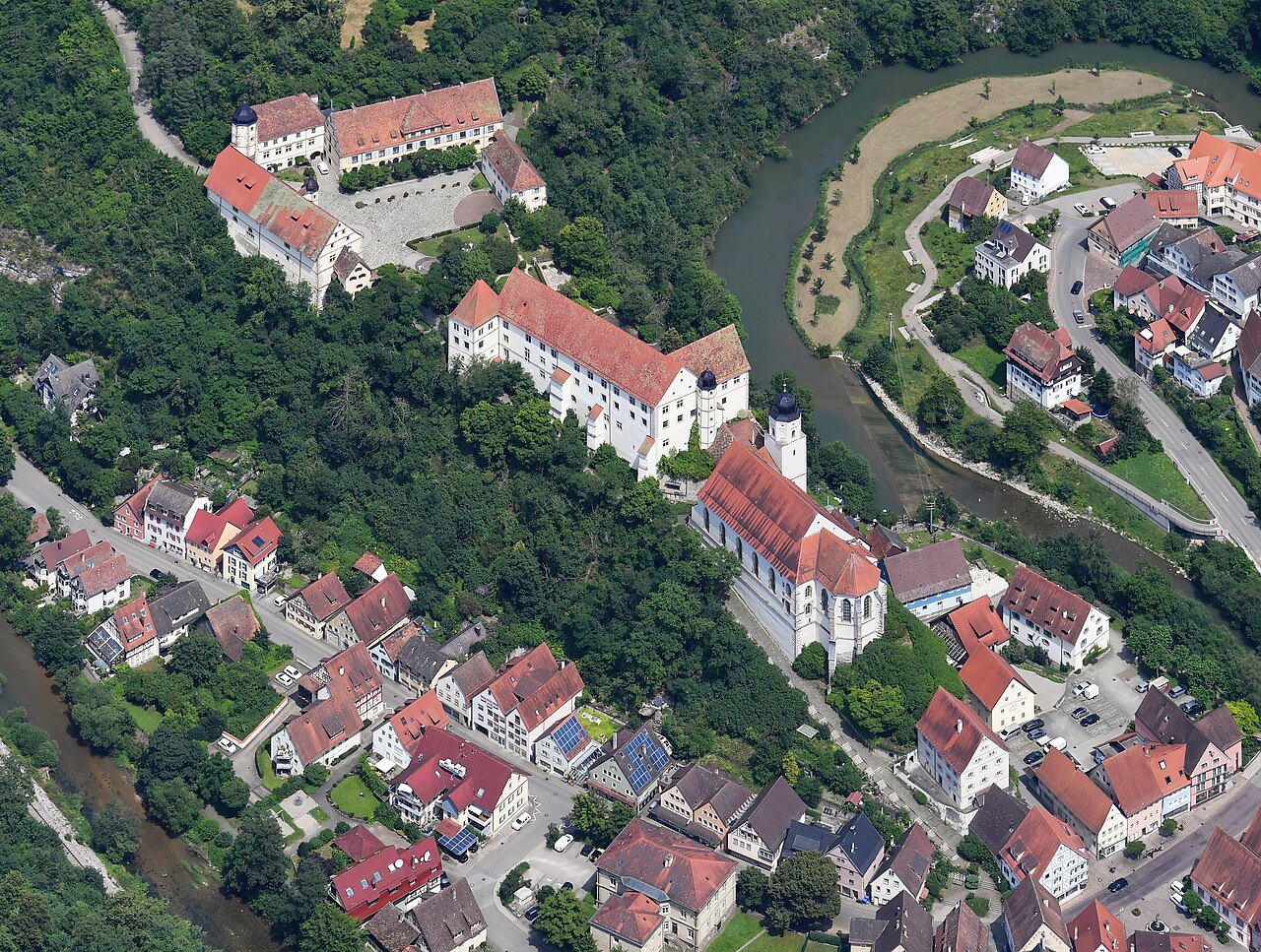 Aerial image of Schloss Haigerloch (view from the southwest)