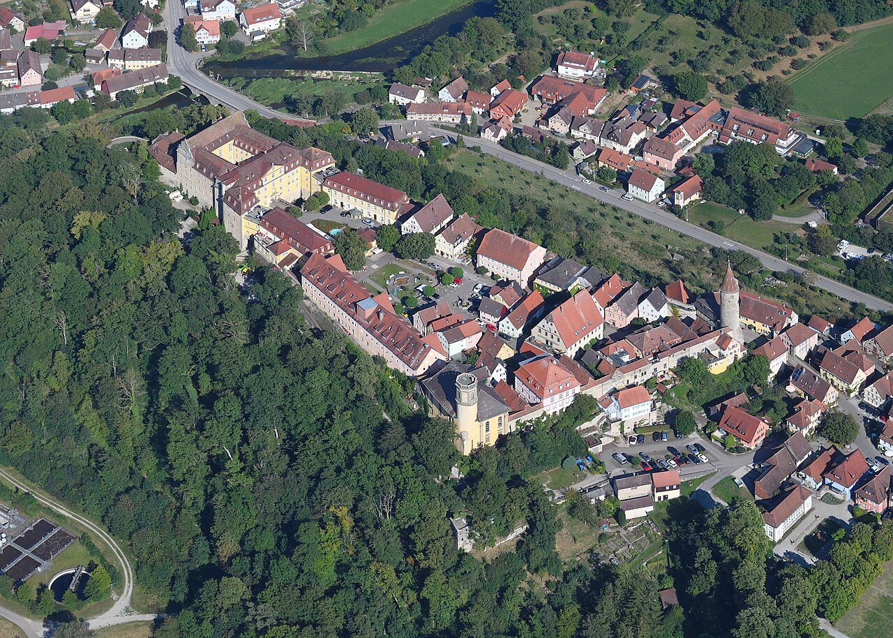 Aerial image of Schloss Kirchberg an der Jagst (view from the west)